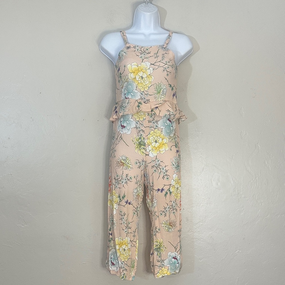 Zara Kids Floral Jumpsuit in Soft Pink and Yellow